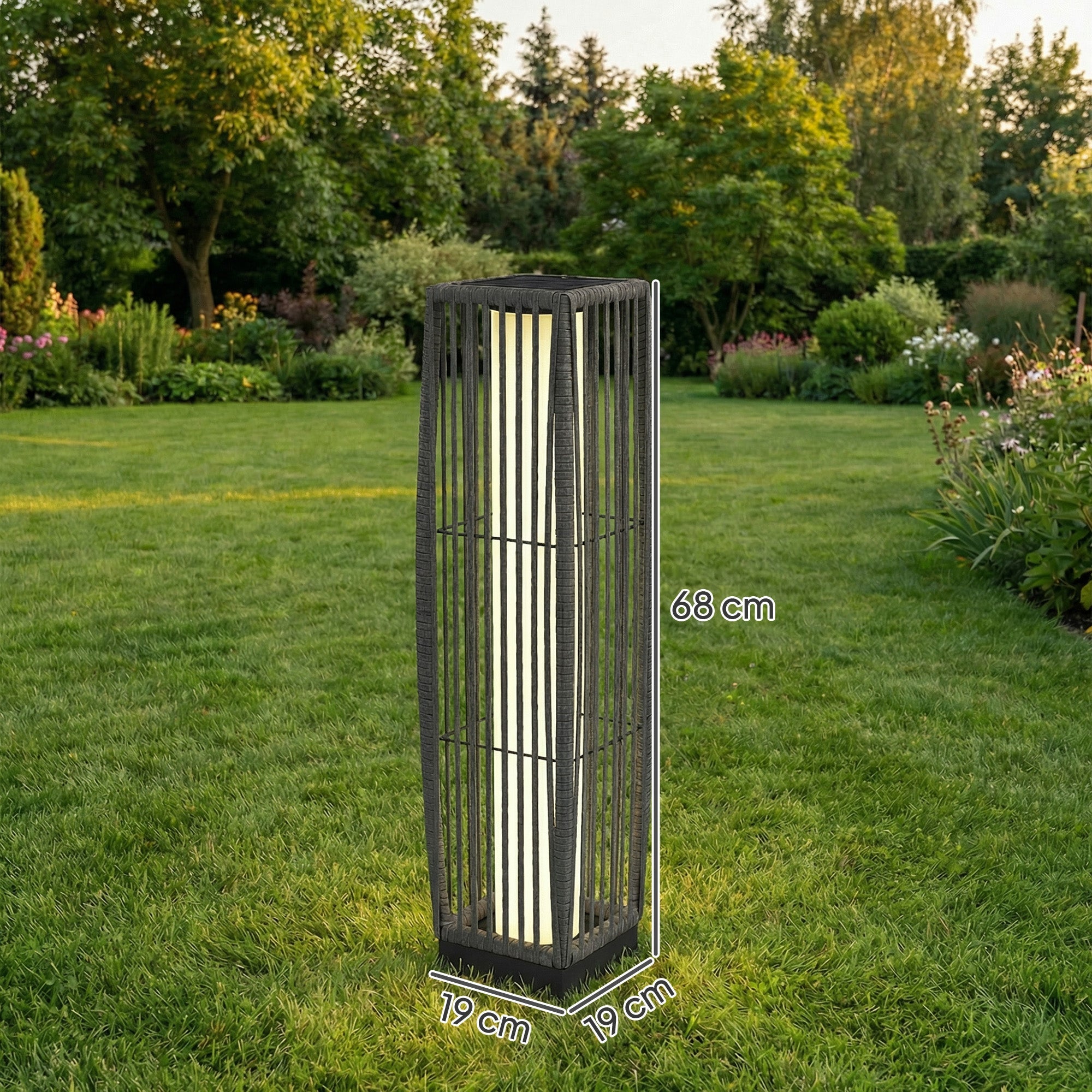 Solar Rattan Floor Lamp/ Garden Lantern with Auto-switch LED Lights, IP44