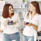 Porcelain Gift Set for Her - Afternoon Tea - 3 Tier Cake Stand, 2 Cups 2 Saucers, 4 Plates (Black)
