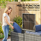 4 Piece Rattan Garden Furniture Set, Corner Sofa Set with Storage Table