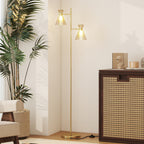 Floor Lamp with Adjustable Dual Head, Modern with Floral Glass Shades