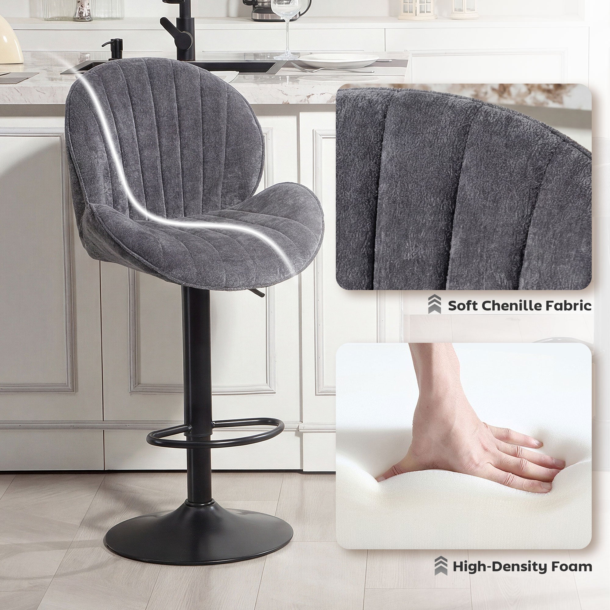Adjustable Bar Stools for Kitchen Island - Set of 2
