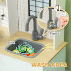 Kids Kitchen Playset with Light & Sound Stove, Turning Knobs, Cooking Accessories, 3+ years