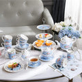 Porcelain Gift Set -  4 Cake Plates , Fine China - Chic Vintage Floral - Gift Box (Blue Rose)