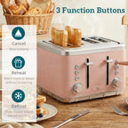 Electric Stainless Steel Kettle and Toaster Set - Pink