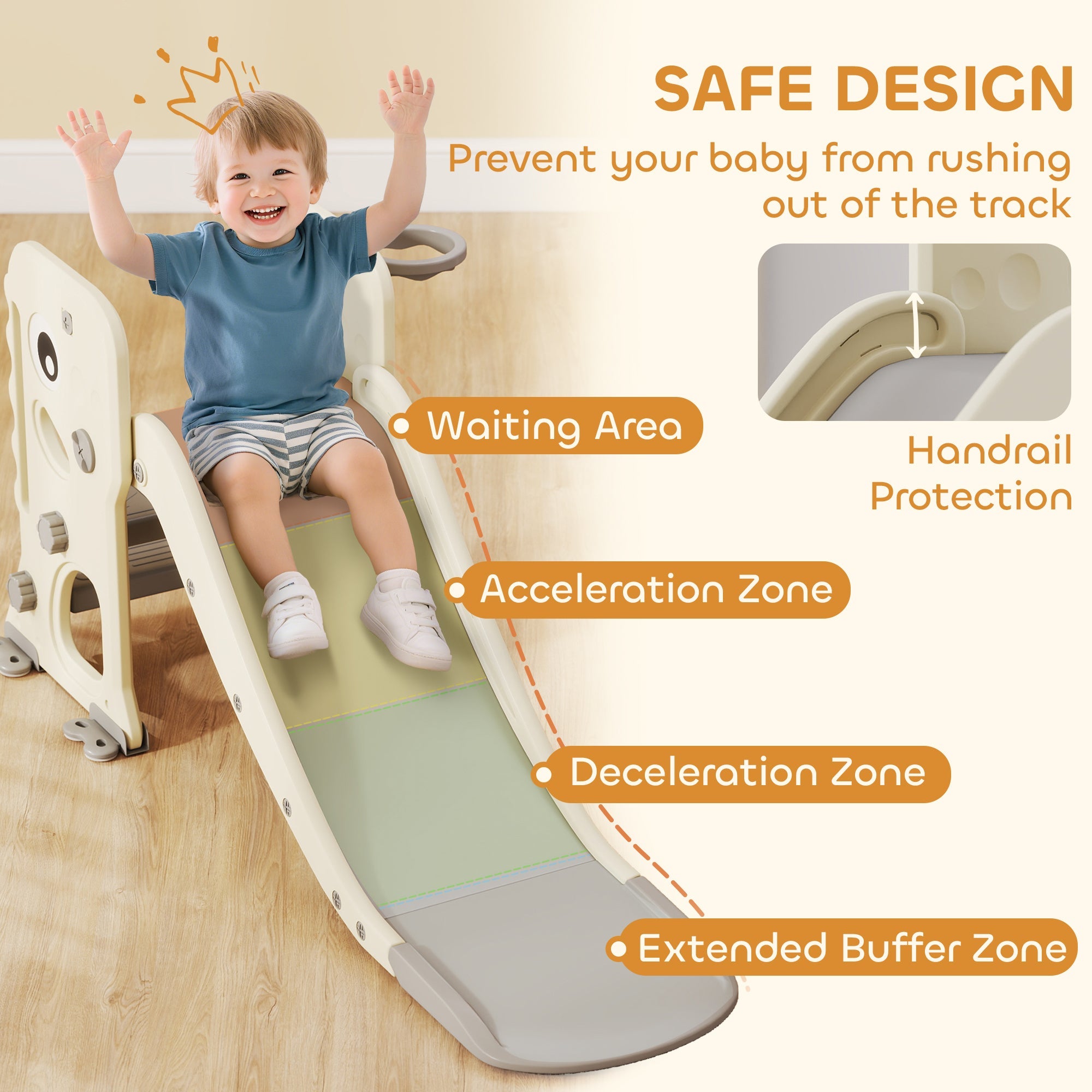 3 in 1 Kids Slide with Climber, Basketball Hoop and Ball, Foldable, Ages 2-5