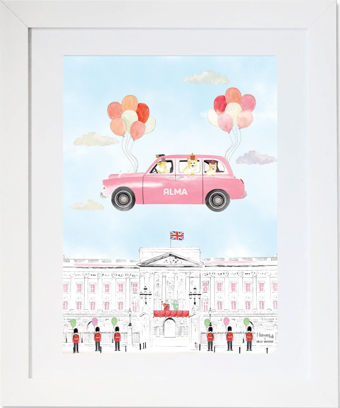 The Flying Pink Black Cab of London, personalised