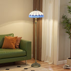 Vintage Floor Lamp with Handcrafted Stained Glass Shade