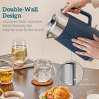 Electric Stainless Steel Kettle and Toaster Set - Navy