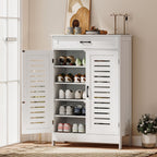 Shoe Cabinet with Louvered Doors