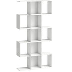 Bookshelf, S Shaped Geometric Bookcase with 15 Compartments, 5-Tier