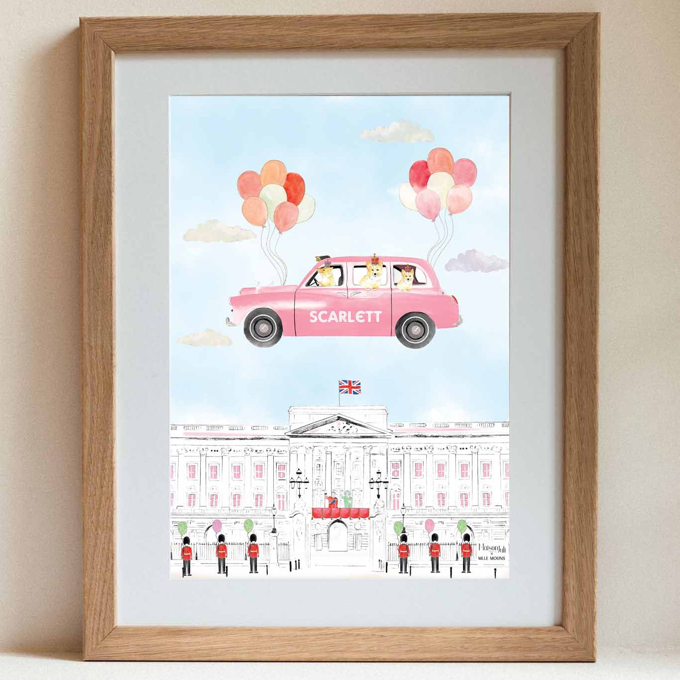 The Flying Pink Black Cab of London, personalised