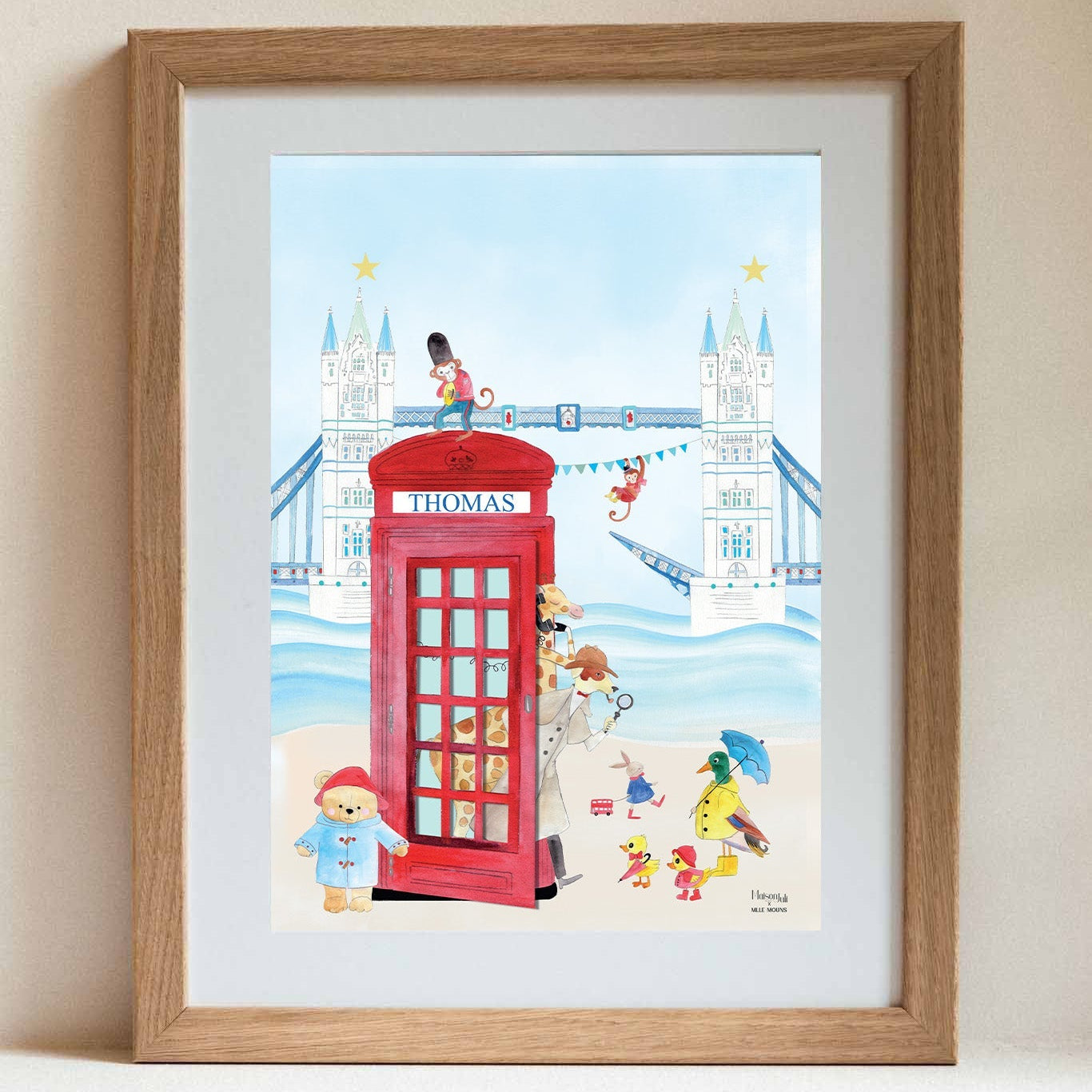The London Bridge & Telephone Cabin -  for boys, personalised