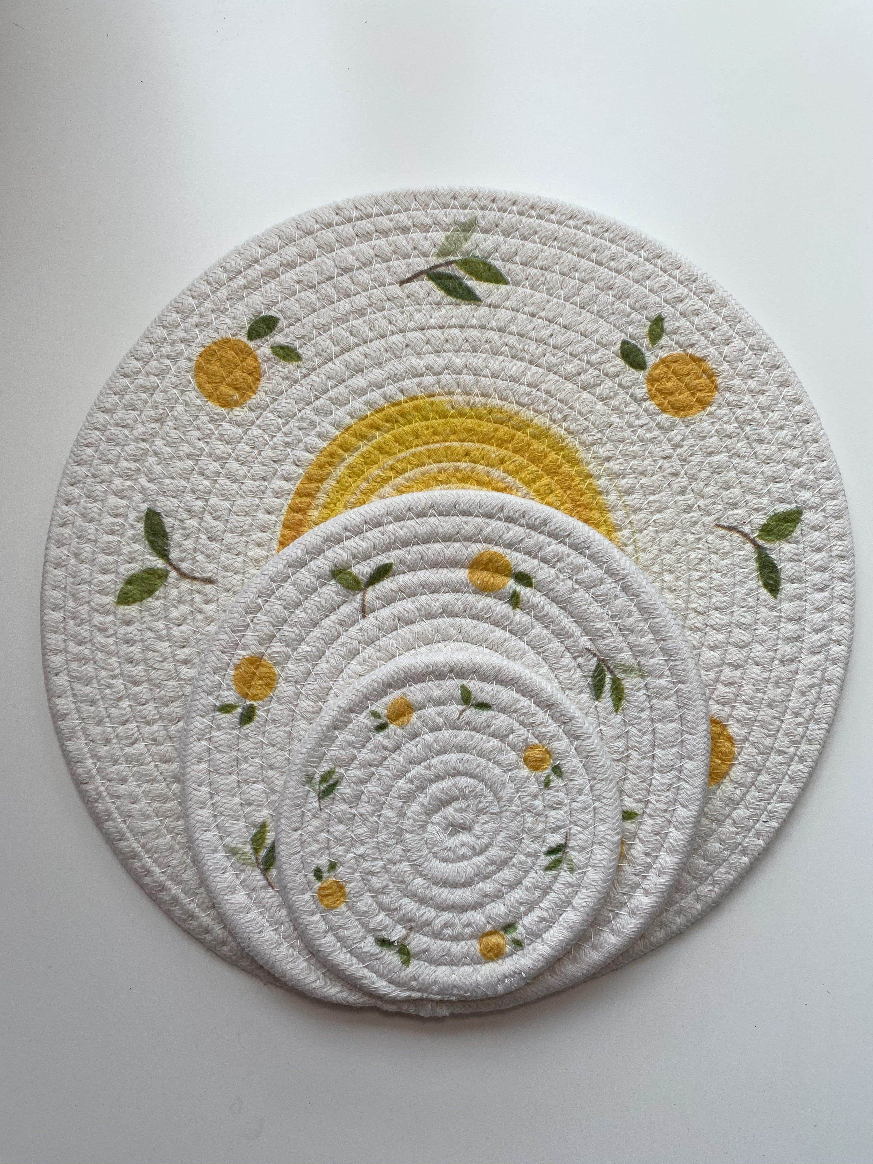 Colourful Round Cotton Placemats & Coasters