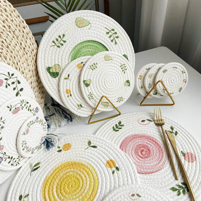 Colourful Round Cotton Placemats & Coasters