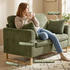 2 Seater Sofa, 140 cm Loveseat Sofa, Dark Green
