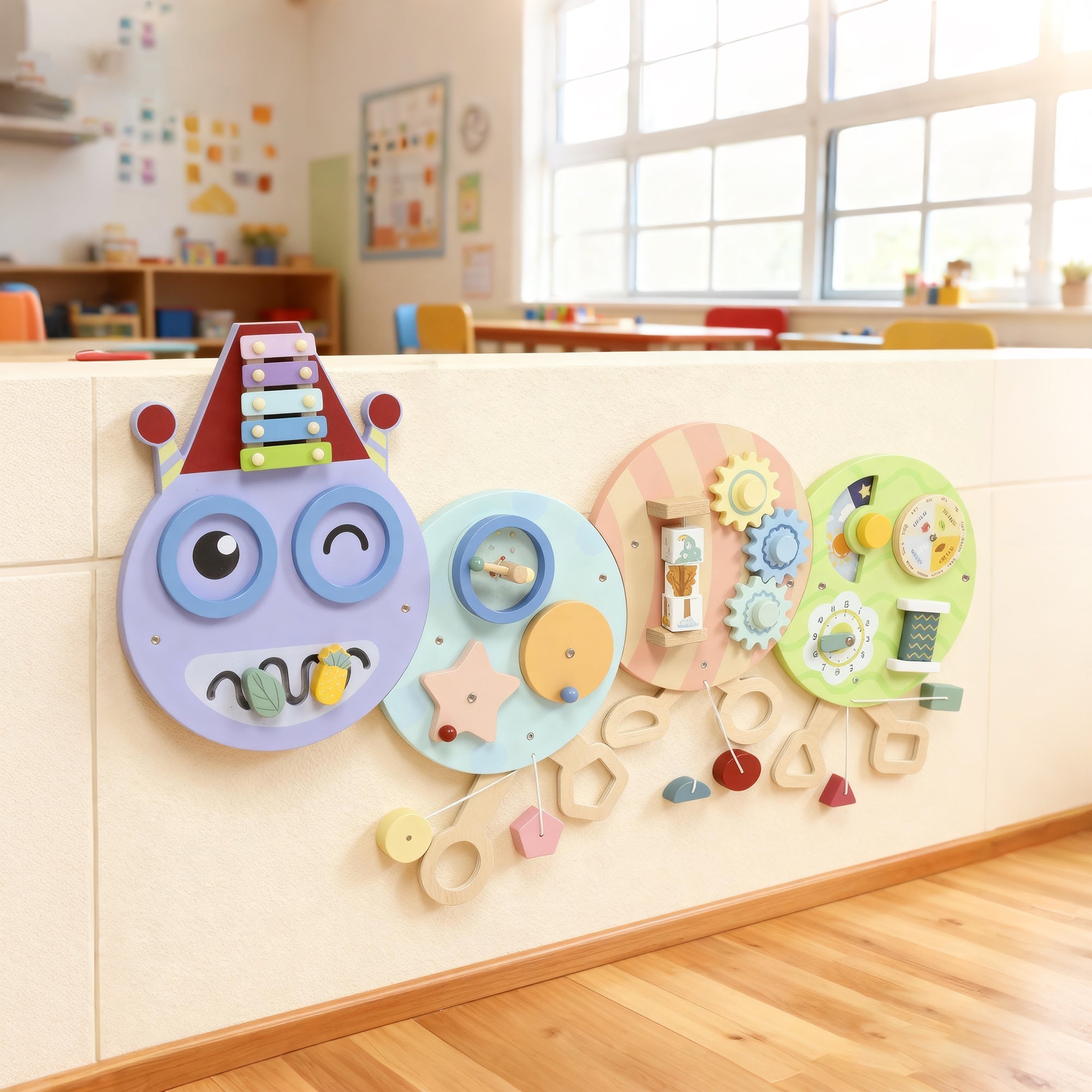 Caterpillar Busy Board with 7 Activities, 3+ Years