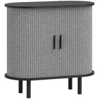 Tambour Sideboard with Fluted Sliding Doors,Wooden Legs