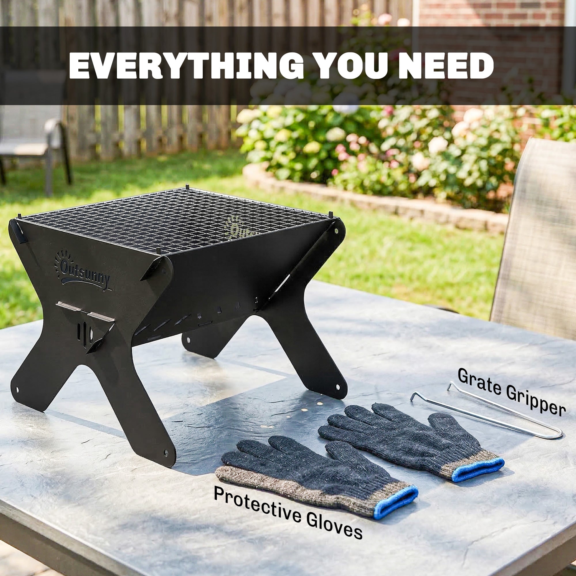 2-In-1 Portable BBQ Grill and Camping Fire Pit, Tabletop