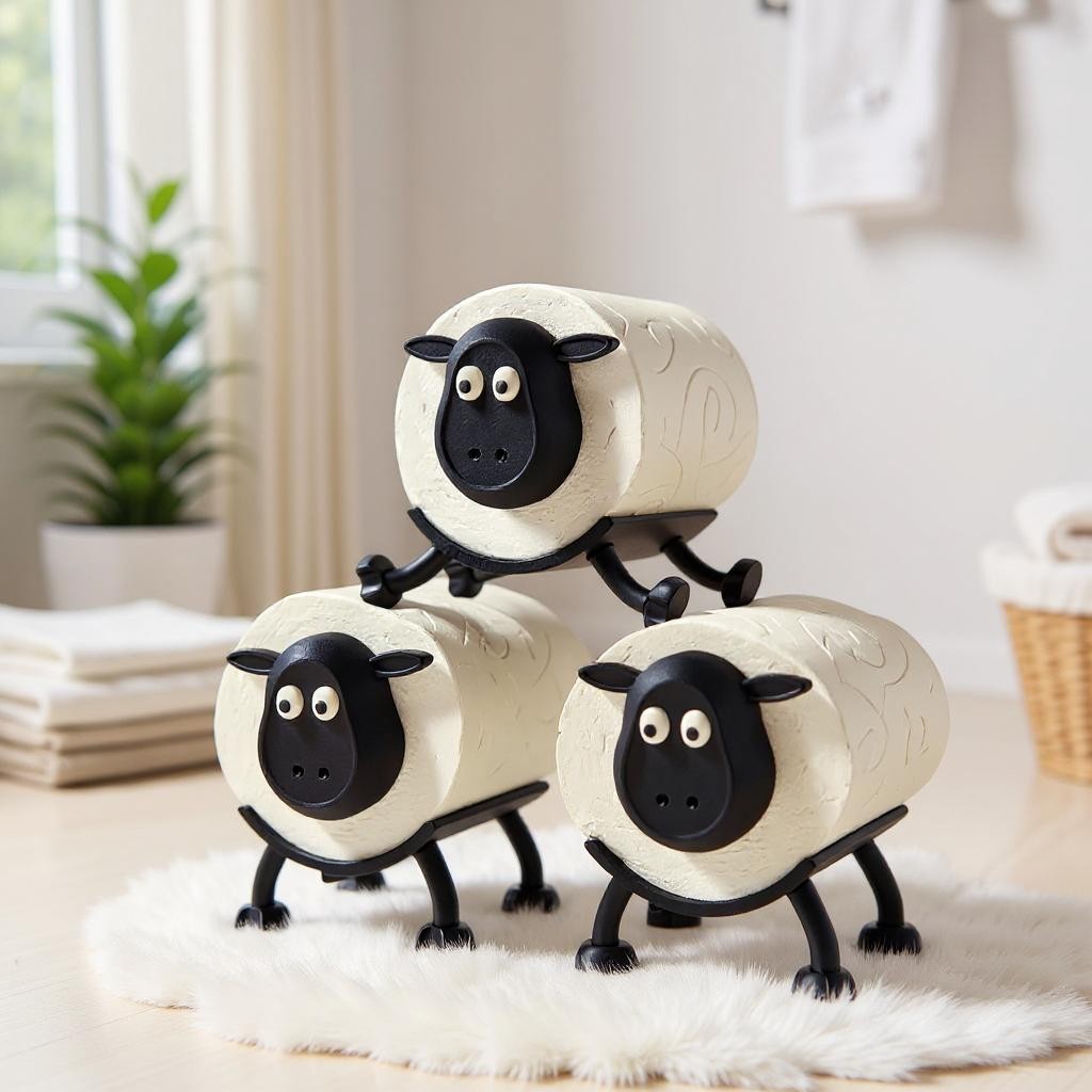 Trio Sheep Funny Toilet Roll Holder