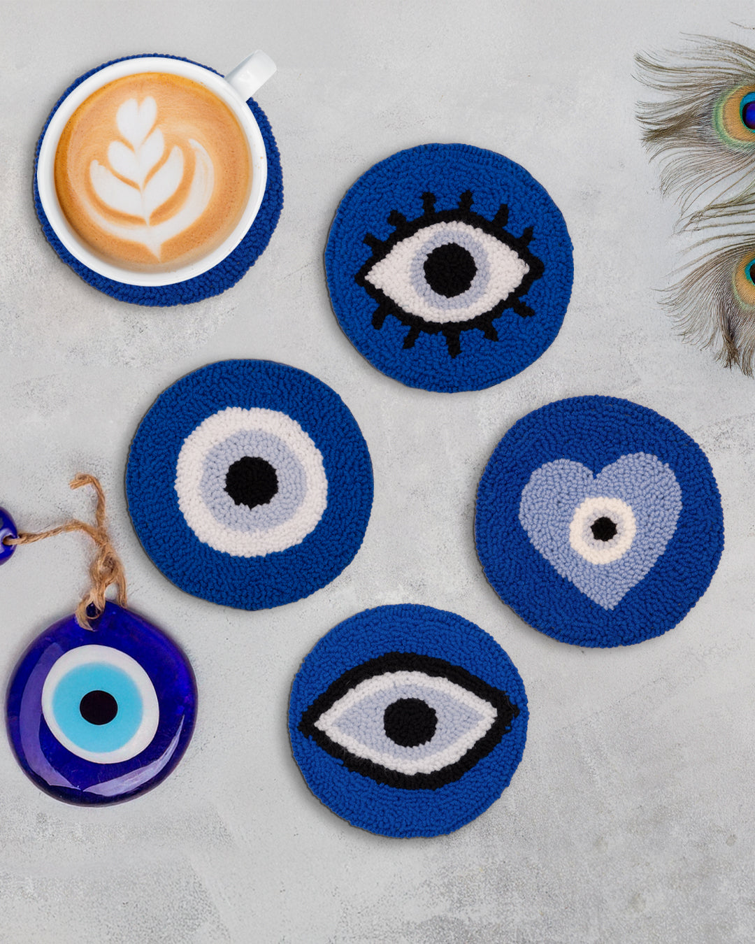 Evil Eye Punch Needle Coaster
