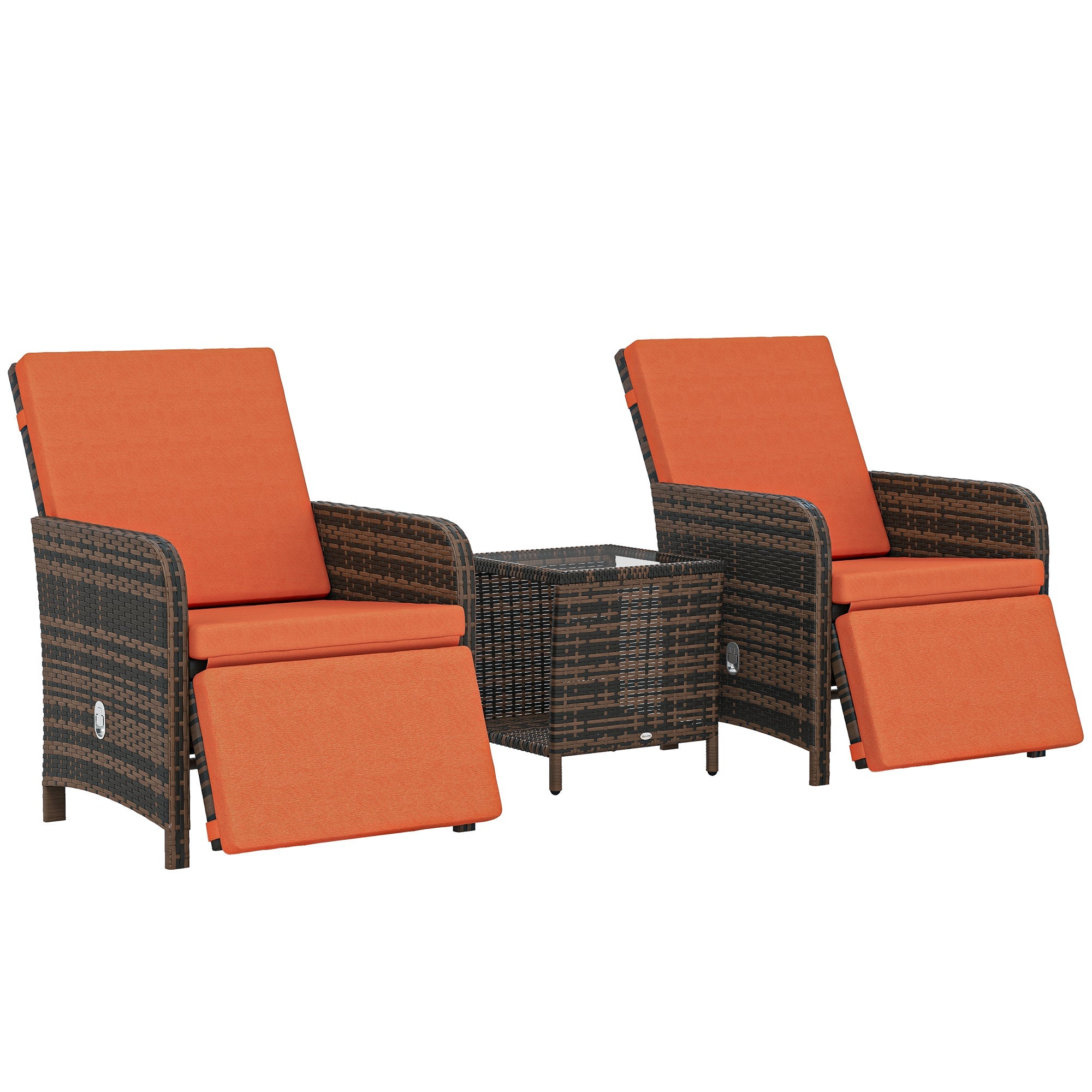 3 Pieces Rattan Bistro Set Balcony Furniture with Cushions