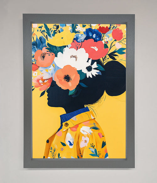 Yellow Floral Explosion Framed Art Print