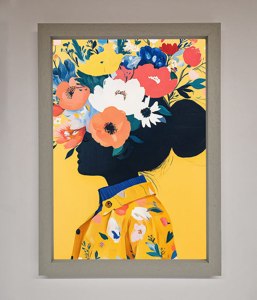 Yellow Floral Explosion Framed Art Print