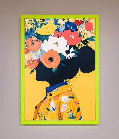 Yellow Floral Explosion Framed Art Print