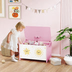 Toy Box with Lid, Safety Hinges and Groove Handles