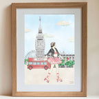 The lady on rollers and Big Ben, personalised