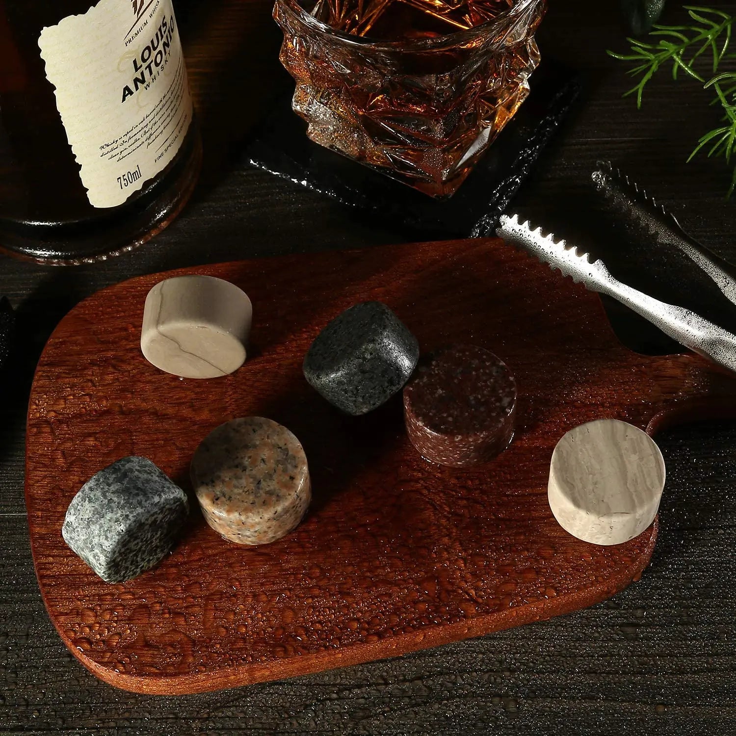 Whiskey Stones & Glasses Set, Granite Ice Cube For Whisky