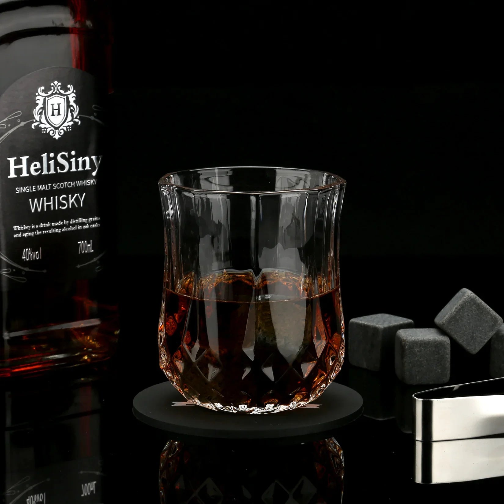 Whiskey Stones & Glasses Set, Granite Ice Cube For Whisky