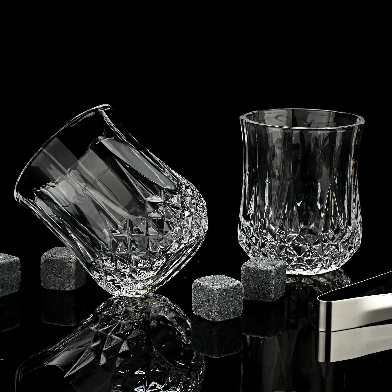 Whiskey Stones & Glasses Set, Granite Ice Cube For Whisky
