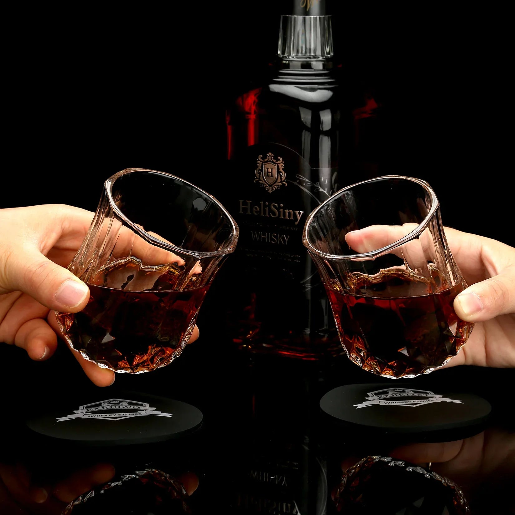 Whiskey Stones & Glasses Set, Granite Ice Cube For Whisky