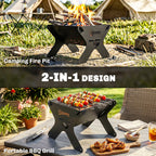 2-In-1 Portable BBQ Grill and Camping Fire Pit, Tabletop