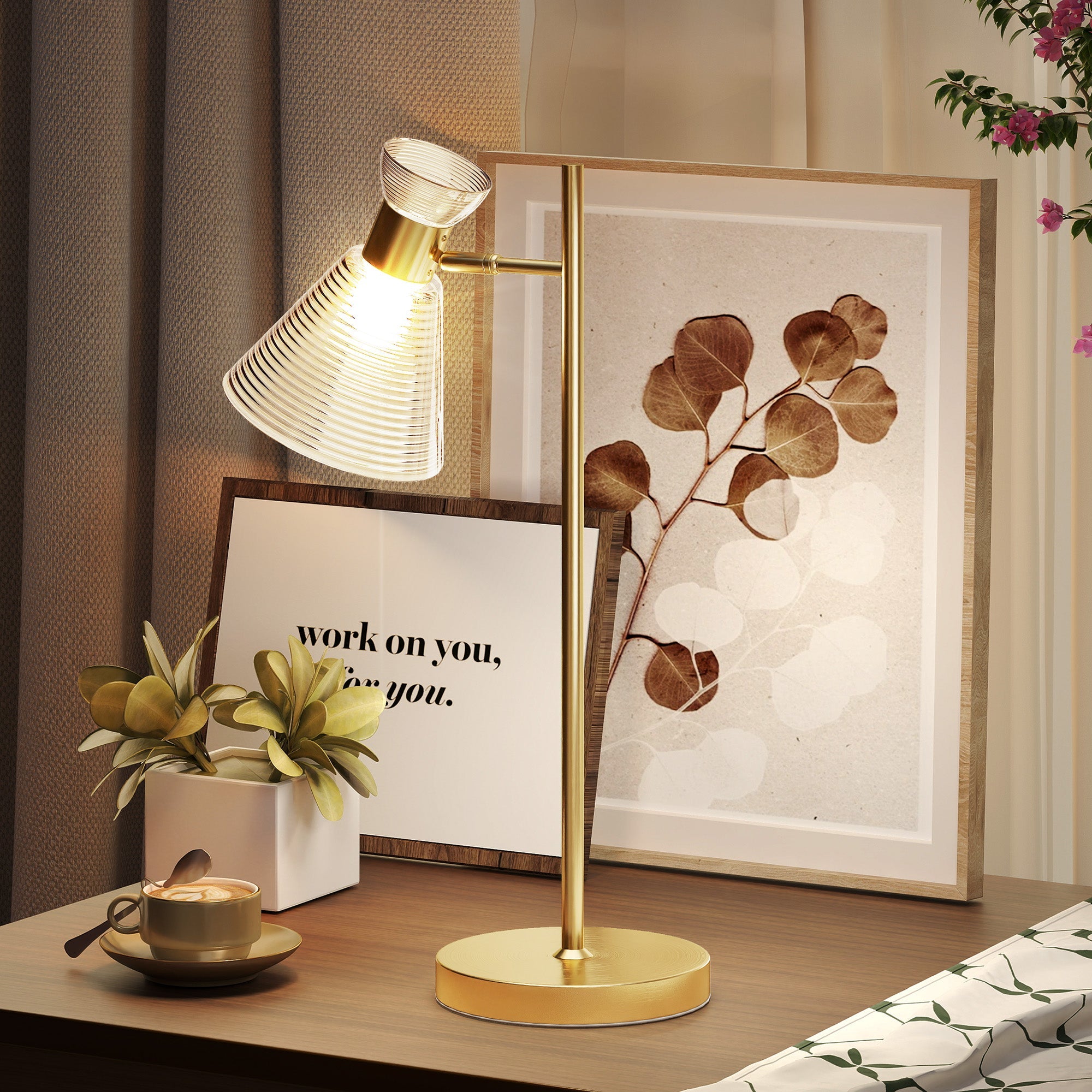 Modern Bedside Table Lamp with Adjustable Flower-Shaped Head