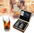 Whiskey Stones & Glasses Set, Granite Ice Cube For Whisky