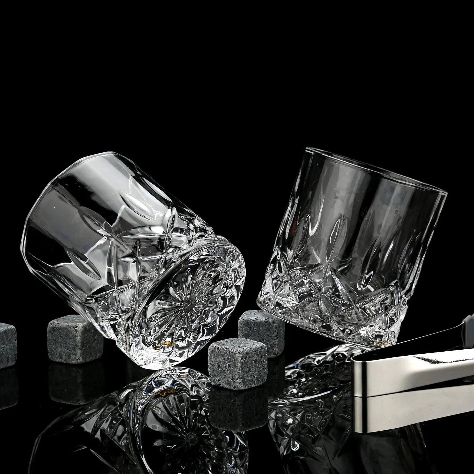 Whiskey Stones & Glasses Set, Granite Ice Cube For Whisky