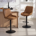 Set of Two Faux Leather Retro Bar Stools