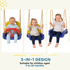 Kids Swing Seat with Seatbelt, Adjustable Rope, 3 in 1, Detachableb