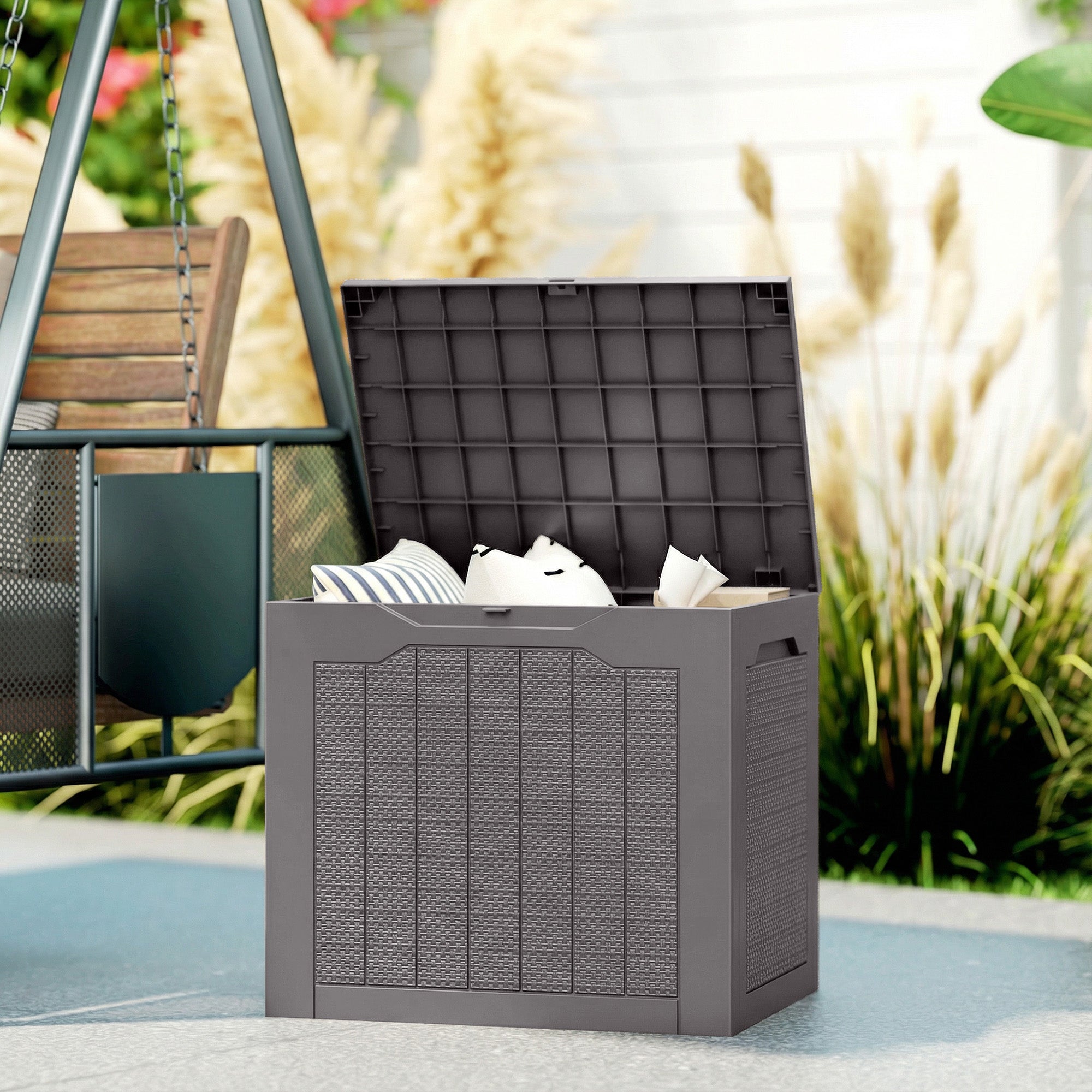 93L Plastic Outdoor Garden Storage Container with Handles, Waterproof