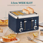 Electric Stainless Steel Kettle and Toaster Set - Navy