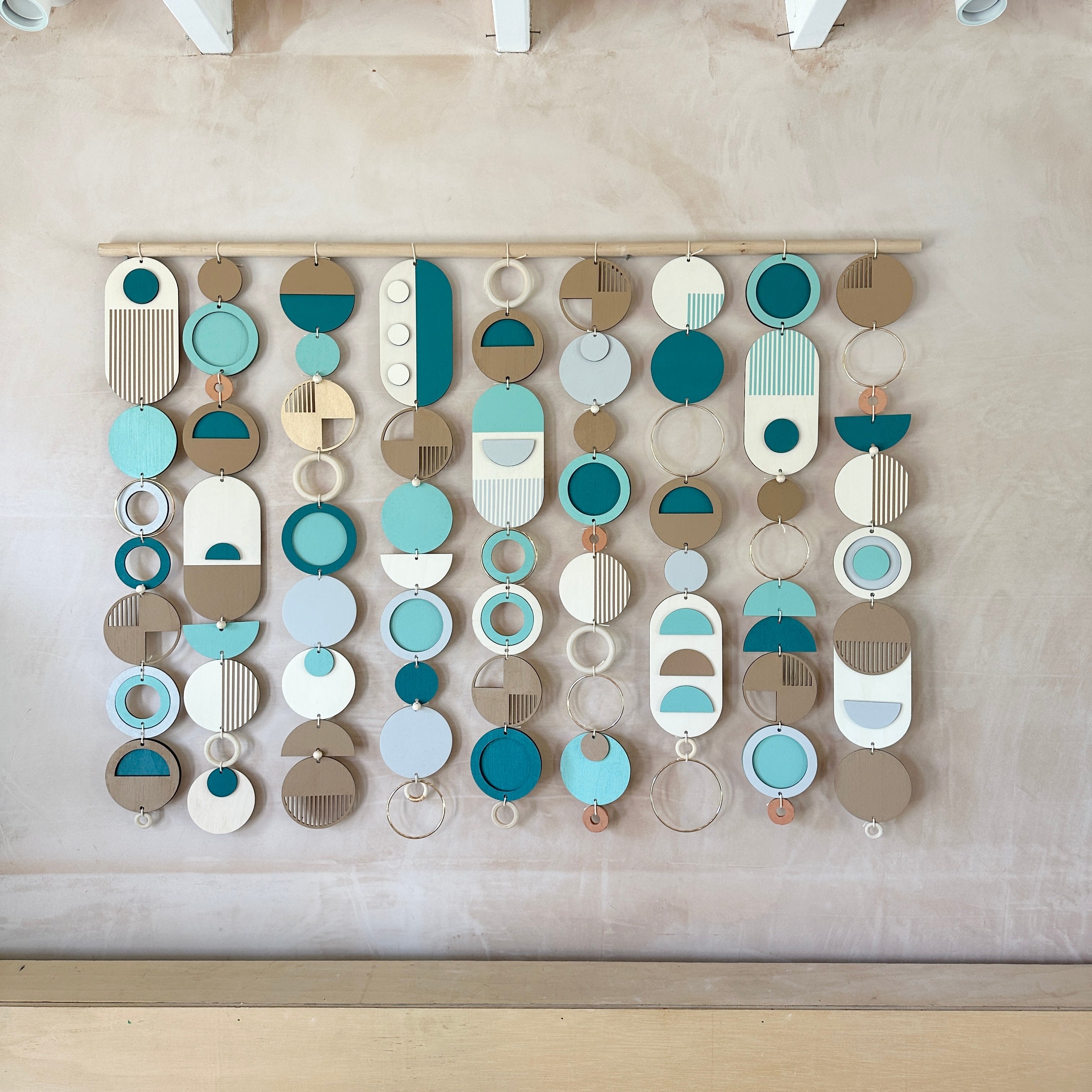 Blue Coastal Geometric Wall Hanging - Handmade - Large