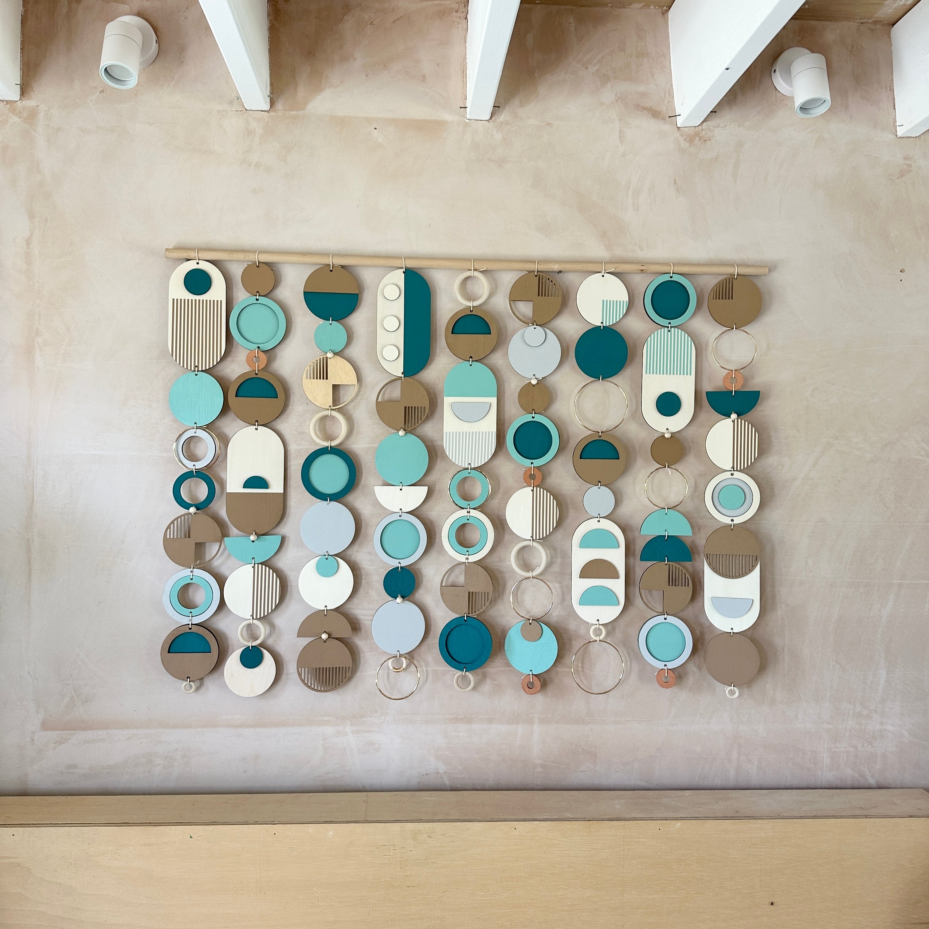 Blue Coastal Geometric Wall Hanging - Handmade - Large