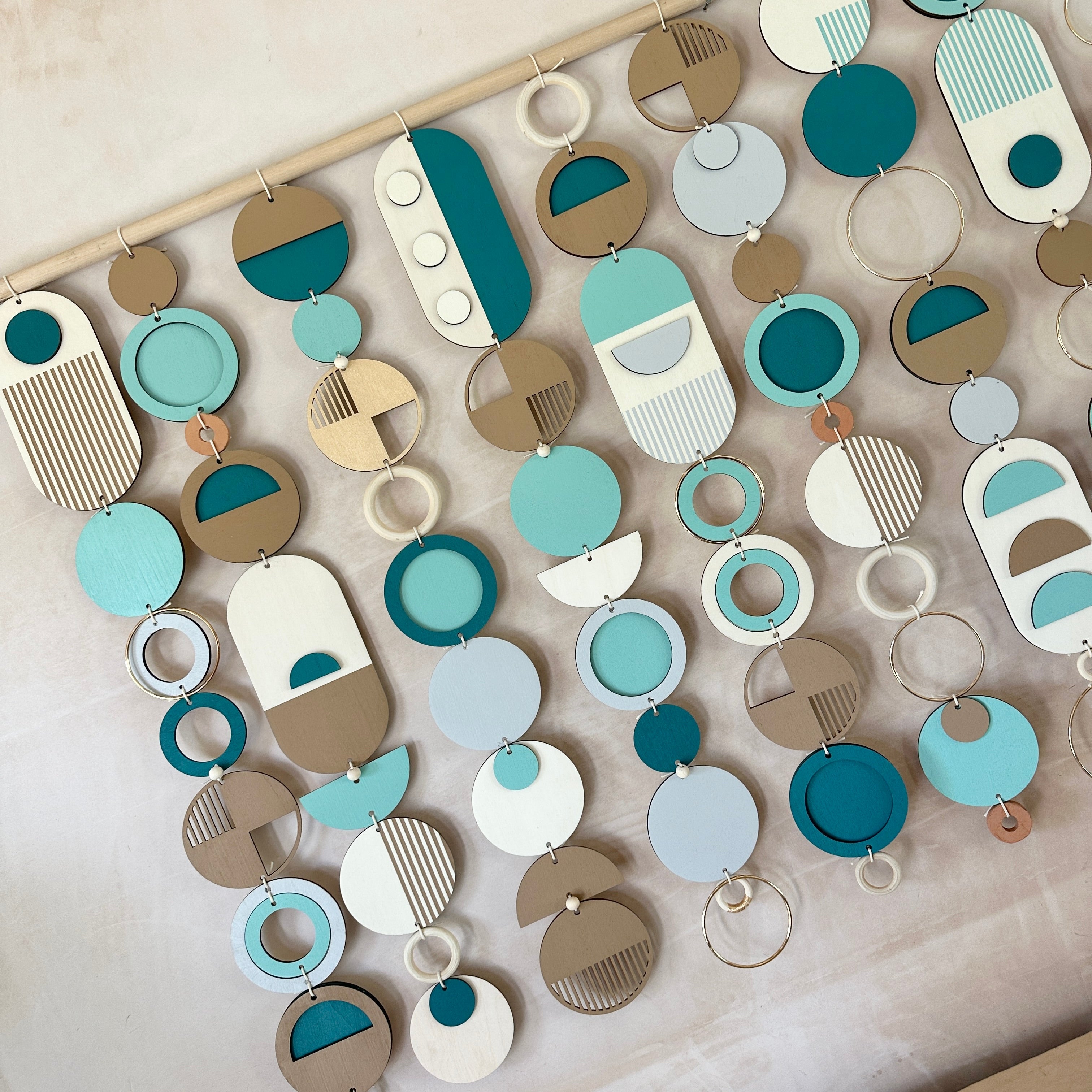 Blue Coastal Geometric Wall Hanging - Handmade - Large
