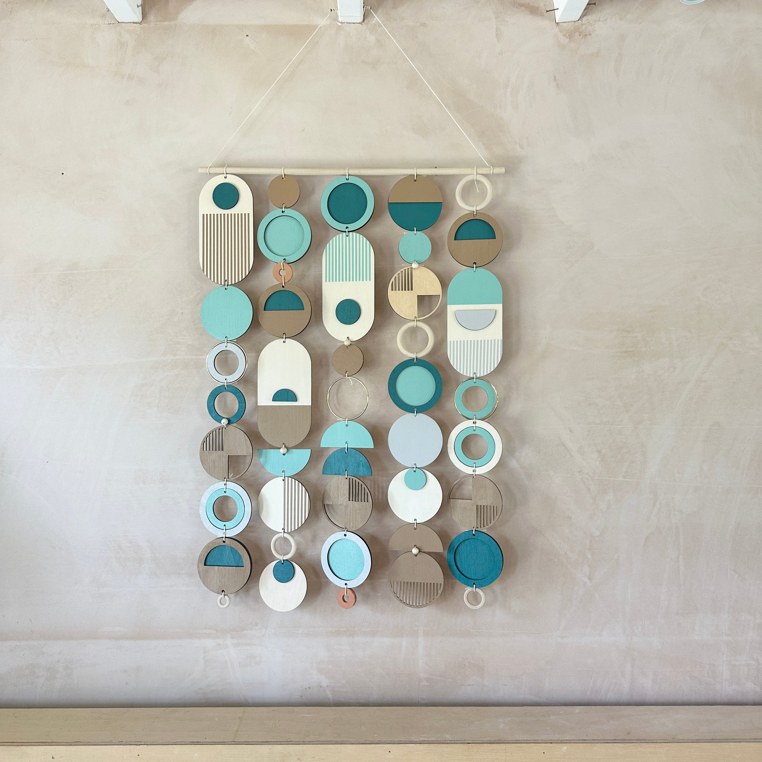 Blue Coastal Geometric Wall Hanging - Handmade - Medium
