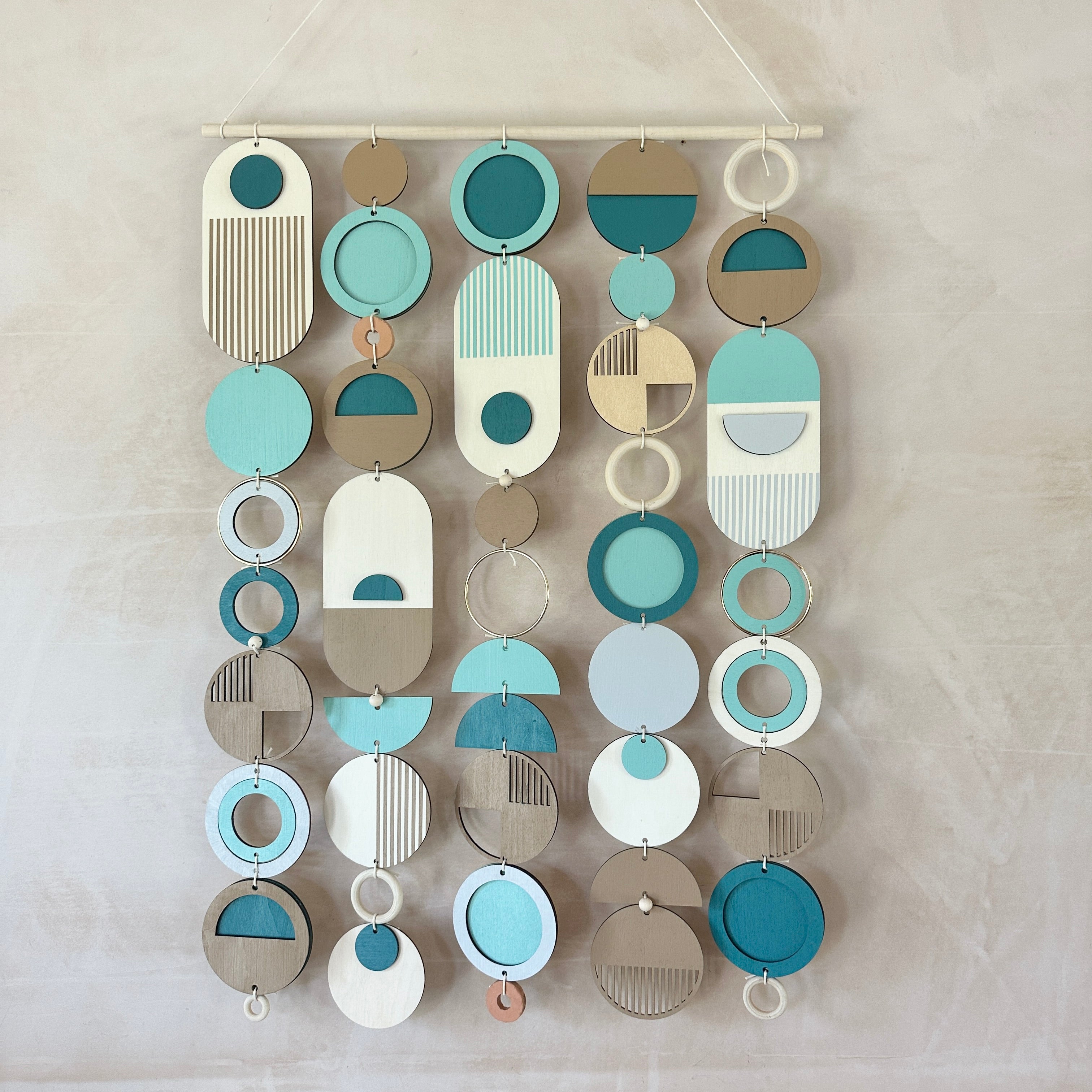Blue Coastal Geometric Wall Hanging - Handmade - Medium