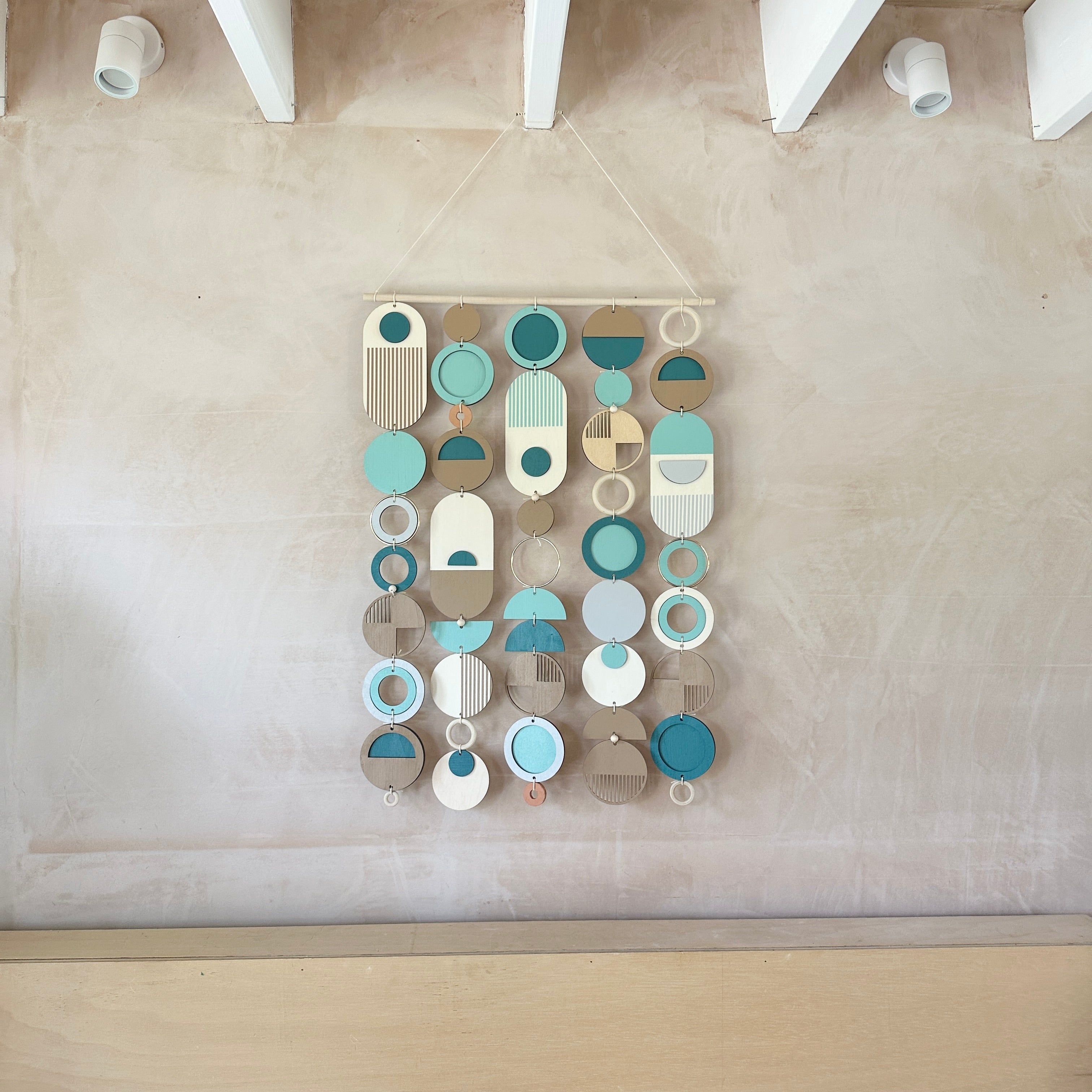 Blue Coastal Geometric Wall Hanging - Handmade - Medium