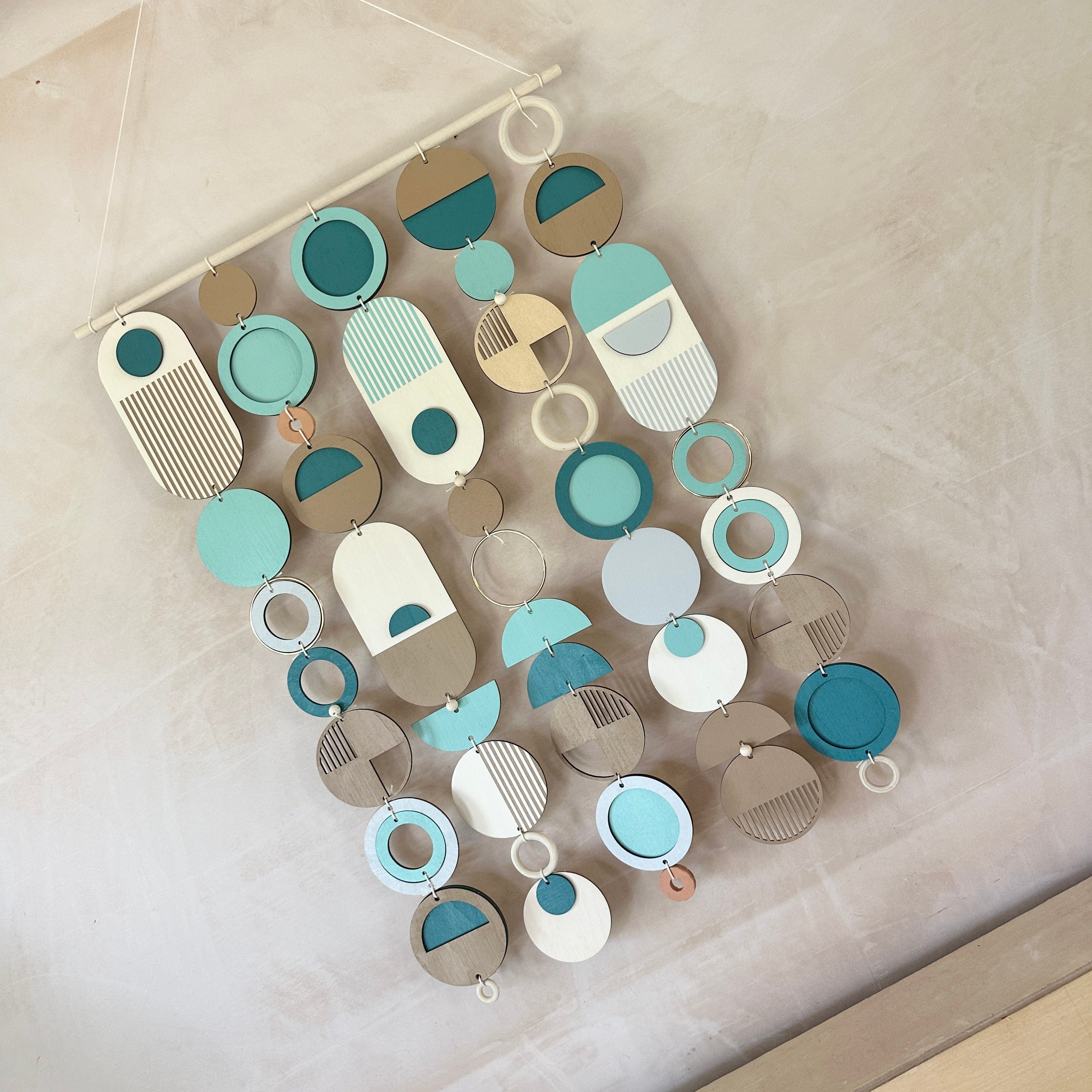 Blue Coastal Geometric Wall Hanging - Handmade - Medium