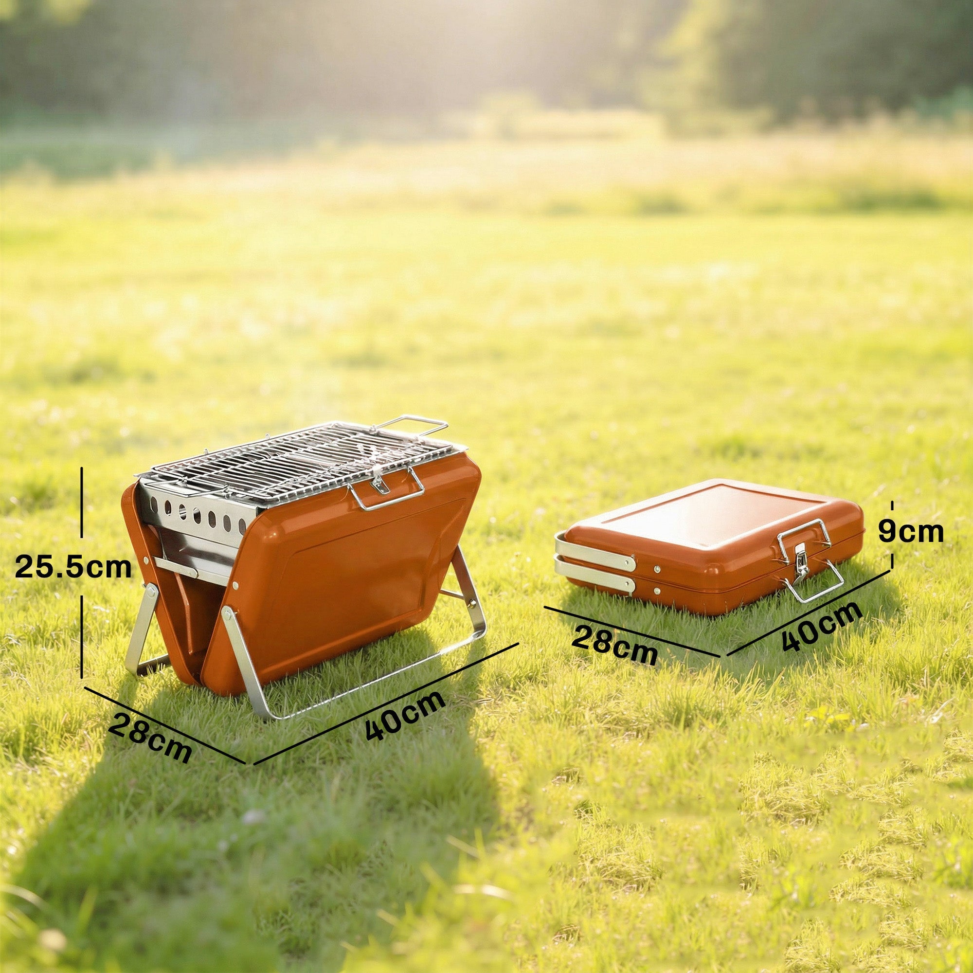 Portable Charcoal BBQ Grill Stainless Steel with Tilting Grate